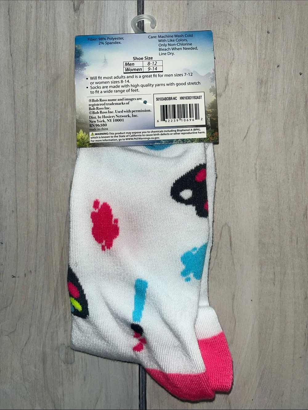 Bob Ross Novelty Men's Crew Socks with Fuzzy Hair Face Design - pick one